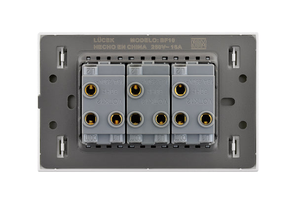 BF10-B PLACA PLANA CON 3 INTERRUPTORES DE ESCALERA DE 1 MÓDULO FLAT BL ...