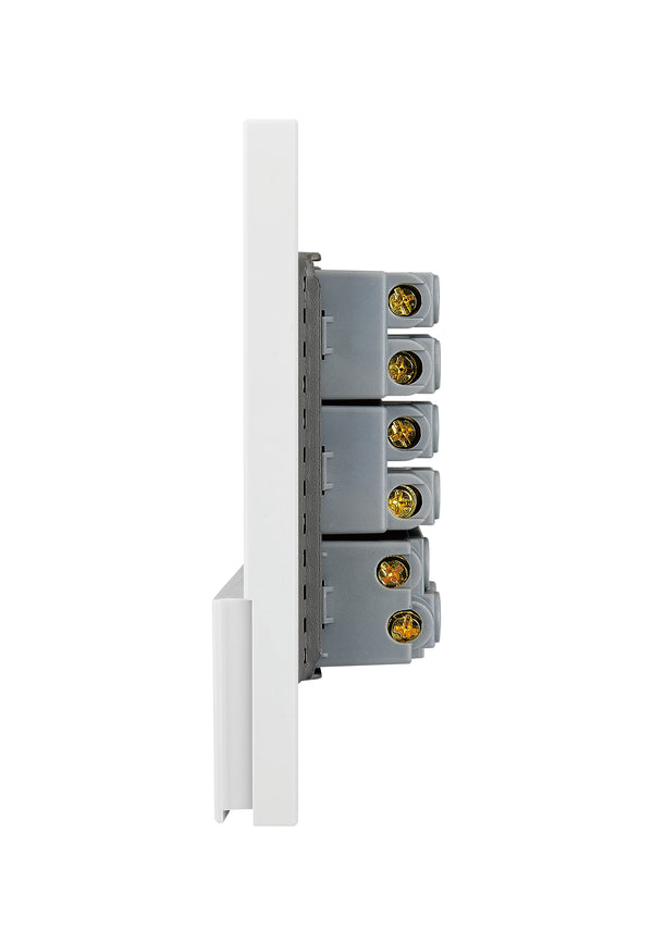 BF14-B PLACA PLANA CON 1 INTERRUPTOR DE ESCALERA Y 2 CONTACTOS DE 1 MODULO FLAT BLANCA