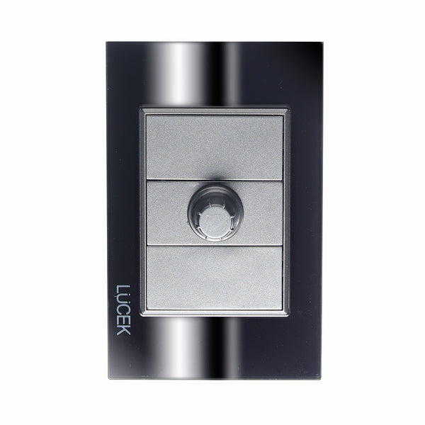 BP04-CEN PLACA  CON DIMMER CRISTAL ESPEJO NEGRO.