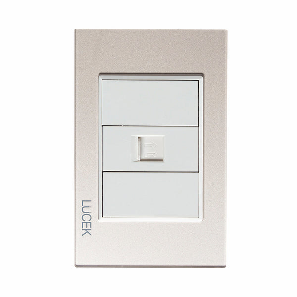 BP17-CDM PLACA CON TOMA DE TELÉFONO CRISTAL DORADO MARFIL.