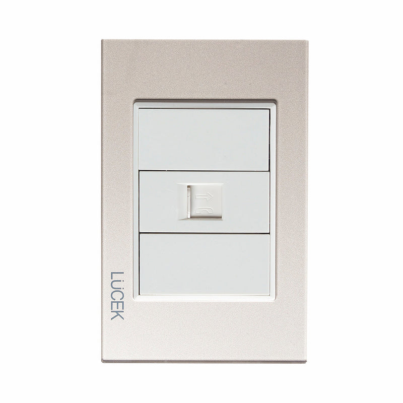 BP17-CDM PLACA CON TOMA DE TELÉFONO CRISTAL DORADO MARFIL.