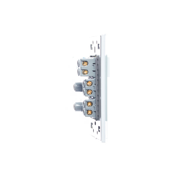 BP20-CCB PLACA CON 1 INTERRUPTOR SENCILLO Y 2 CONTACTOS DE 1 MÓDULO CRISTAL CRISTAL BLANCO.